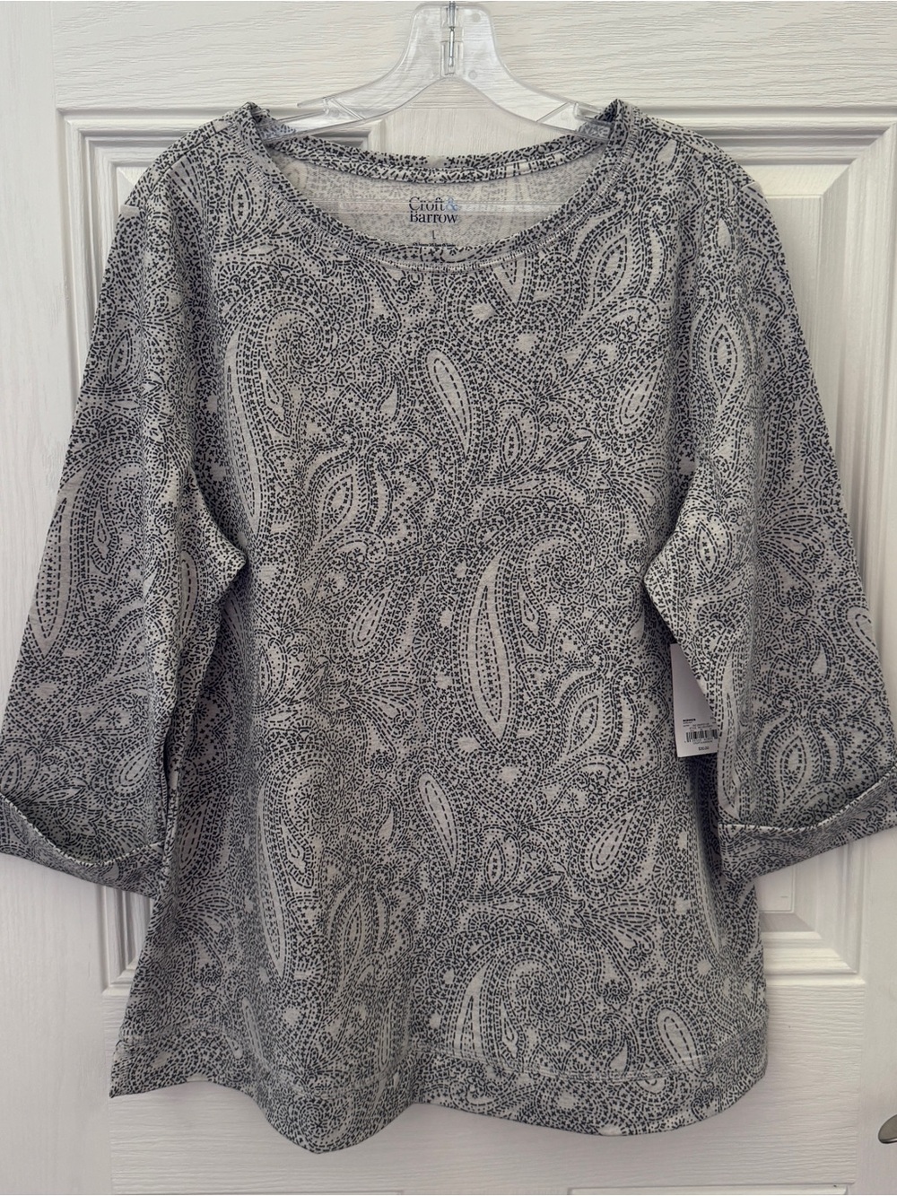 croft & barrow Gray Paisley Scoop Neck Tunic